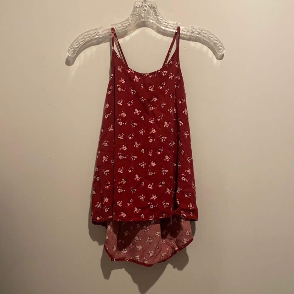 Red Floral Spaghetti Strap Tank Top